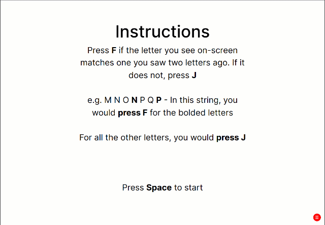 A gif of a 2-Back task.