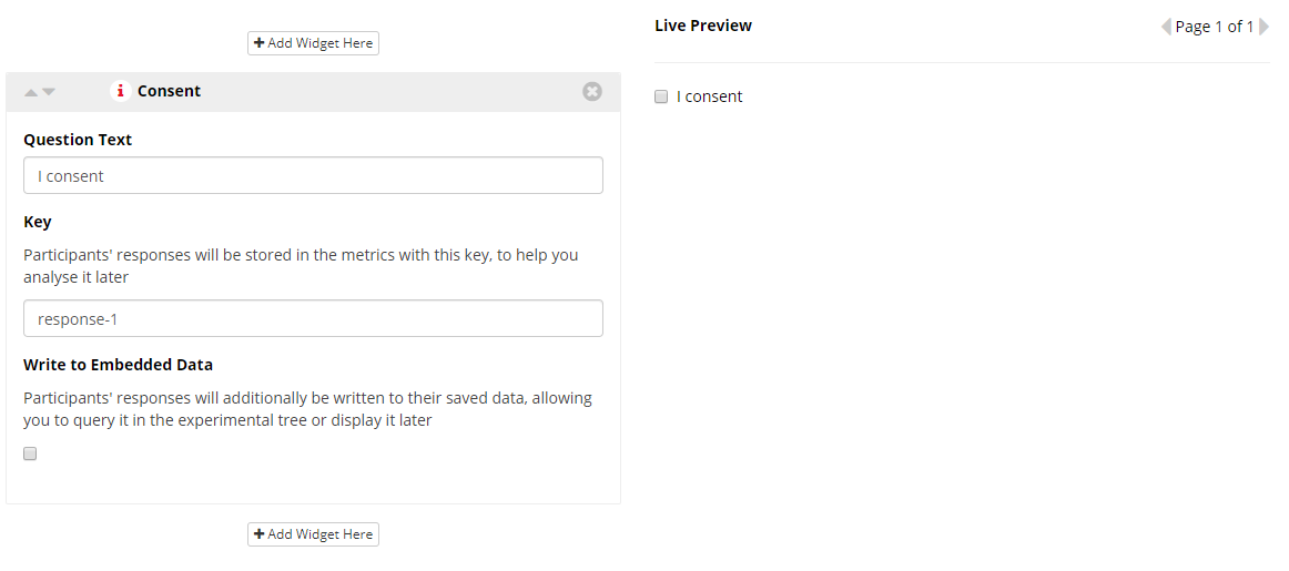 questionnaire widget consent