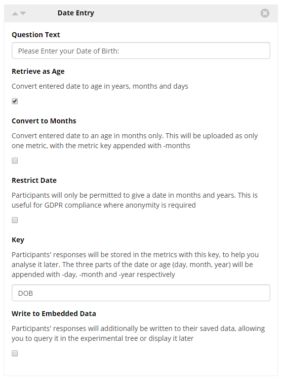 questionnaire widget date entry
