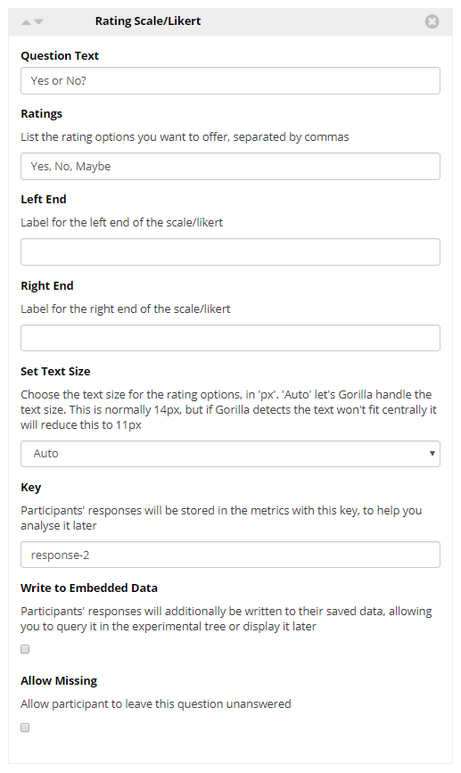 questionnaire widget rating scale likert