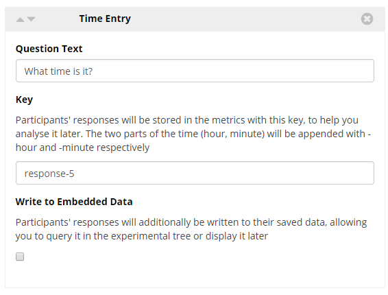 questionnaire widget time entry