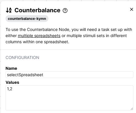 Screenshot of the Counterbalance Node settings