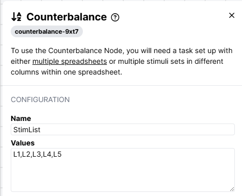 Screenshot of the Counterbalance Node settings
