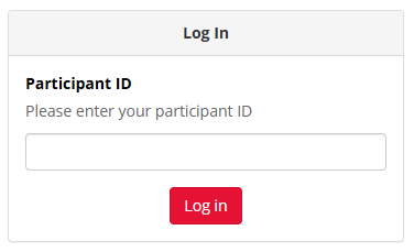 Screenshot of a Log In screen with a box for participants to enter their ID