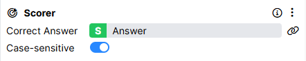 Screenshot of a Scorer component with Correct Answer bound to the Answer column in the spreadsheet